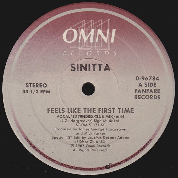 Sinitta - Feels Like The First Time - 1987