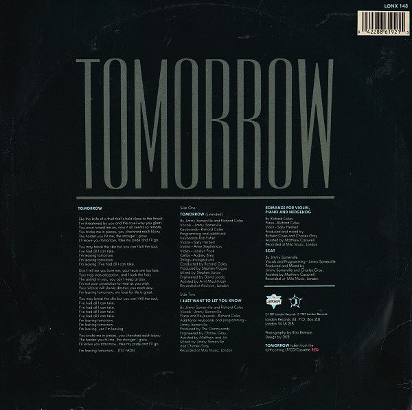 Communards, The - Tomorrow - 1987