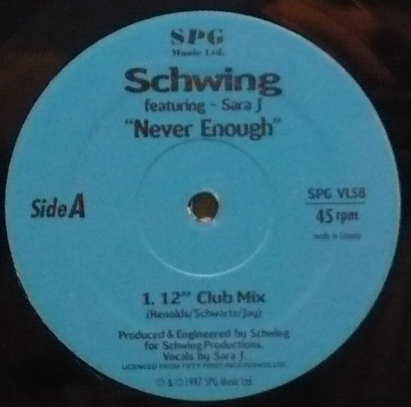 Schwing Featuring Sara Jay - Never Enough - 1997