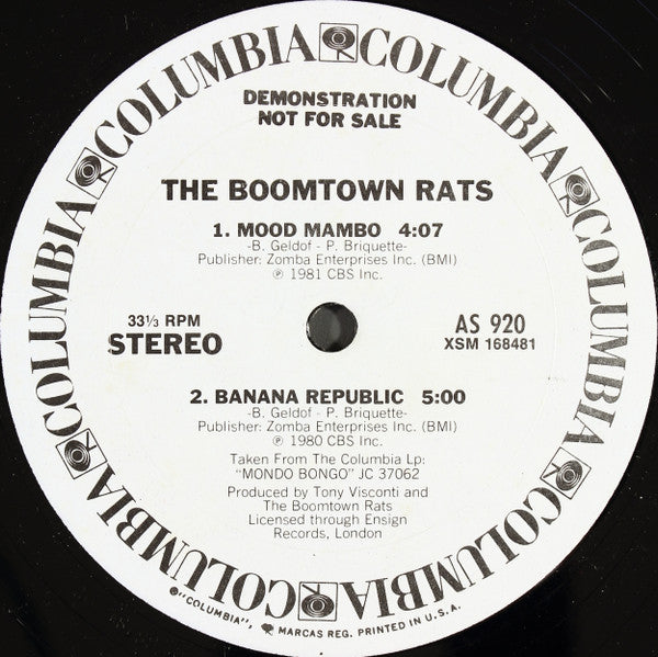 Boomtown Rats, The - Up All Night / Mood Mambo / Banana Republic - 1981