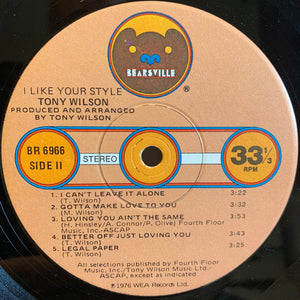 Tony Wilson (3) - I Like Your Style