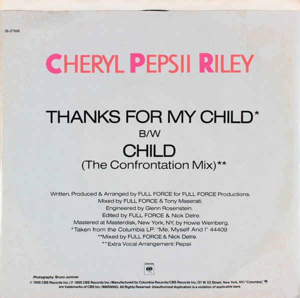 Cheryl Pepsii Riley - Thanks For My Child - 1988