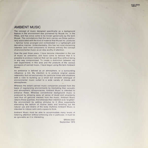 Brian Eno - Ambient 1 (Music For Airports) - 1979