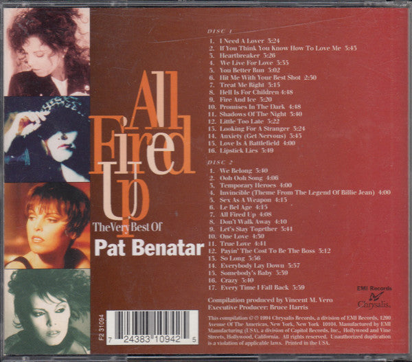 Pat Benatar - All Fired Up - The Very Best Of Pat Benatar (CD) - 1994