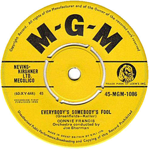 Connie Francis - Everybody's Somebody's Fool - 1960