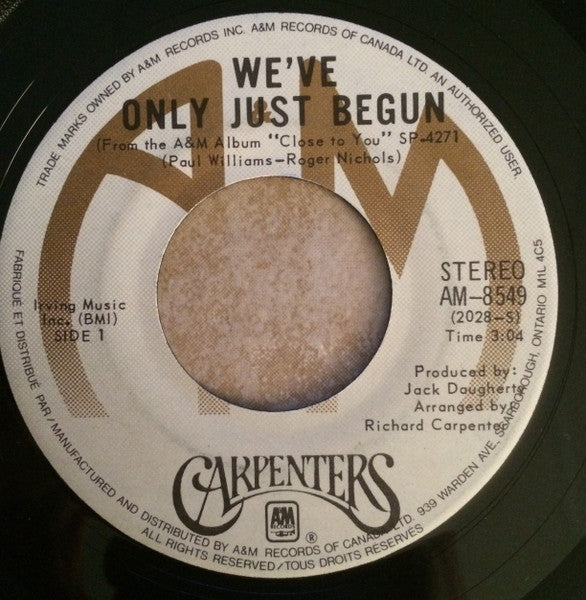Carpenters - We've Only Just Begun / For All We Know -