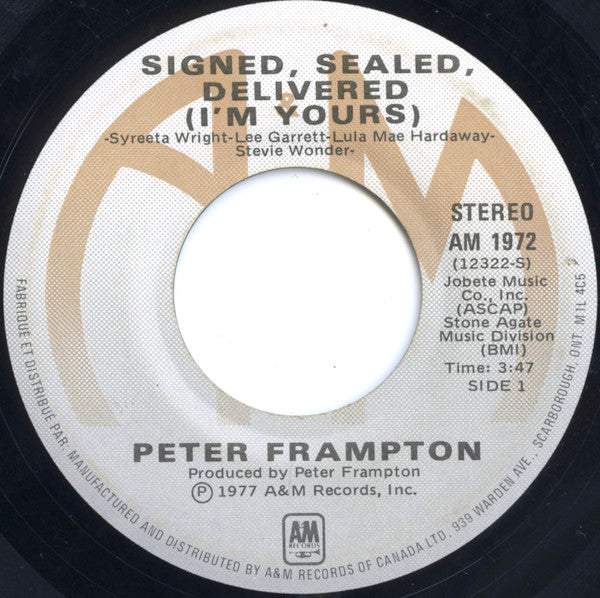 Peter Frampton - Signed, Sealed, Delivered (I'm Yours) - 1977