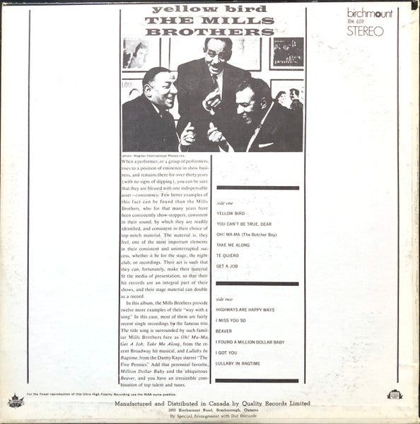 Mills Brothers, The - Yellow Bird - 1971