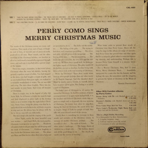 Perry Como - Sings Merry Christmas Music