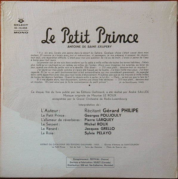 Antoine De Saint-Exupéry - Gérard Philipe Et Georges Poujouly Avec Pierre Larquey, Michel Roux (2), Jacques Grello, Sylvie Pelayo - Le Petit Prince -