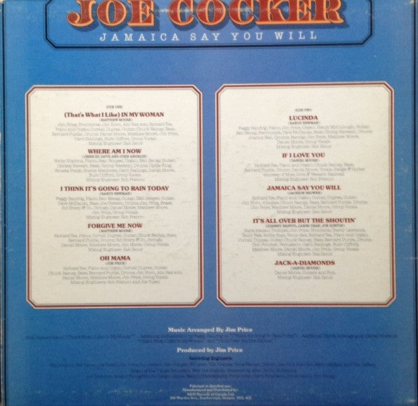 Joe Cocker - Jamaica Say You Will - 1975