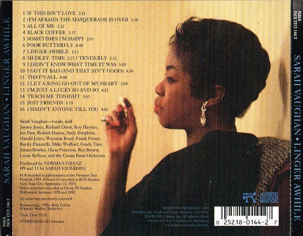 Sarah Vaughan - Linger Awhile: Live At Newport And More (CD) - 2000
