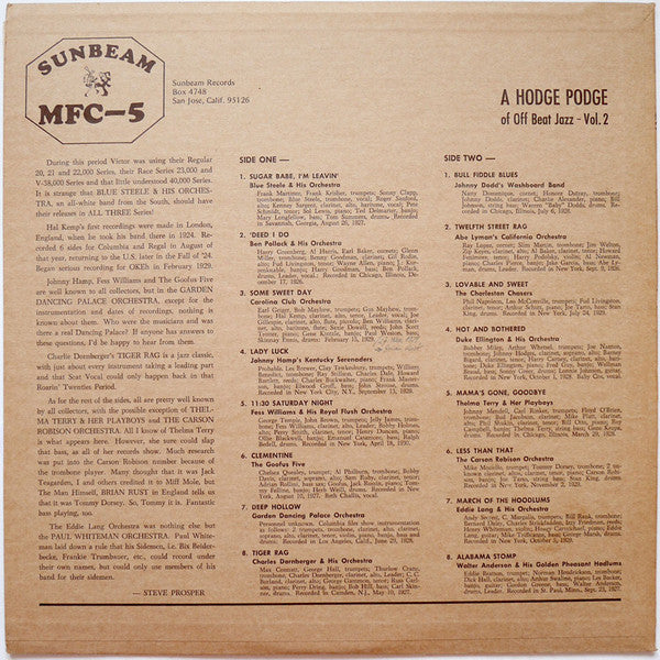 Various - A Hodge Podge Of Offbeat Jazz Vol. 2