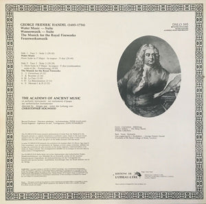 Georg Friedrich Händel, Academy Of Ancient Music, The, Christopher Hogwood - Water Music - Suite / The Musick For The Royal Fireworks - 1981