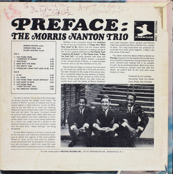 Morris Nanton Trio, The - Preface - 1964