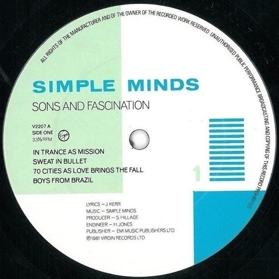 Simple Minds - Sons And Fascination / Sister Feelings Call