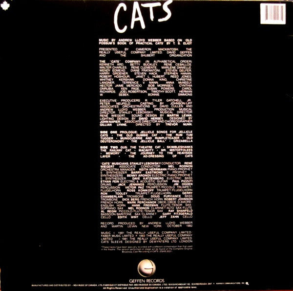 Andrew Lloyd Webber - Cats: Selections From The Original Broadway Cast Recording - 1983
