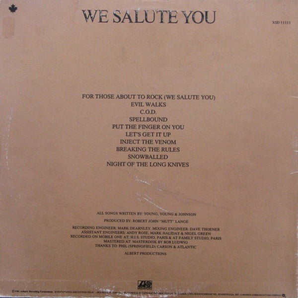 AC/DC - For Those About To Rock (We Salute You) - 1981