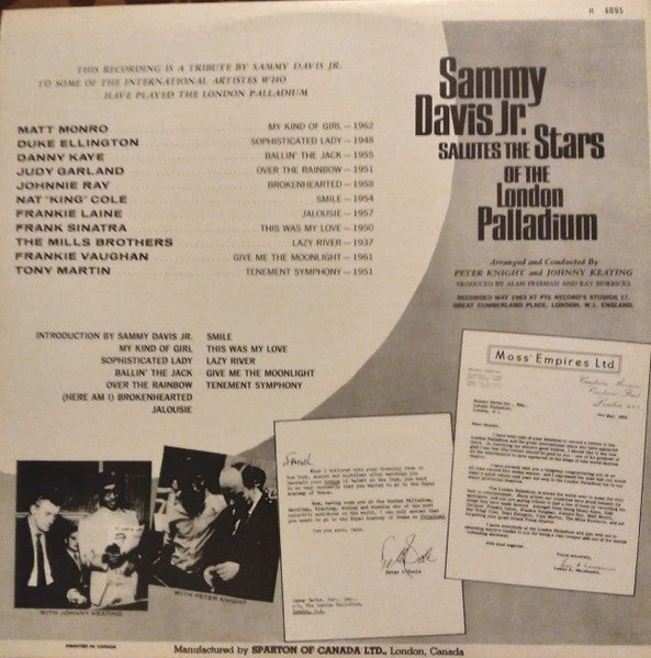 Sammy Davis Jr. - Salutes The Stars Of The London Palladium Vinyl Record