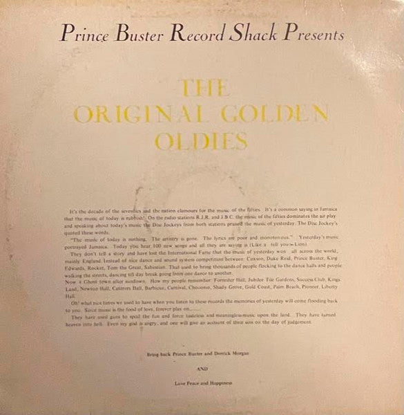 Prince Buster - Prince Buster Record Shack Presents The Original Golden Oldies Vol. 1