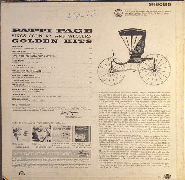 Patti Page - Patti Page Sings Country And Western Golden Hits -