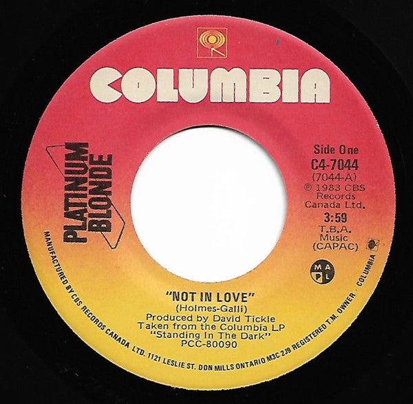 Platinum Blonde - Not In Love Vinyl Record
