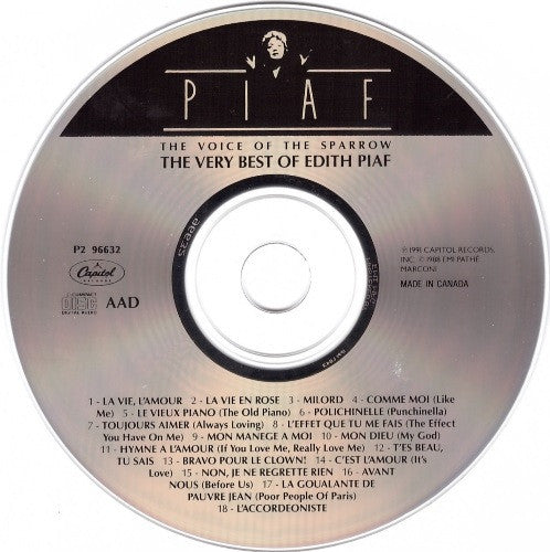 Edith Piaf - The Voice Of The Sparrow:  The Very Best Of Edith Piaf -