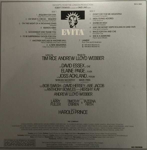 Andrew Lloyd Webber And Tim Rice, David Essex, Elaine Paige, Joss Ackland & Harold Prince - Evita: Original London Cast Recording -