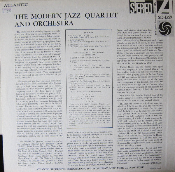 Modern Jazz Quartet, The - The Modern Jazz Quartet & Orchestra - 1961