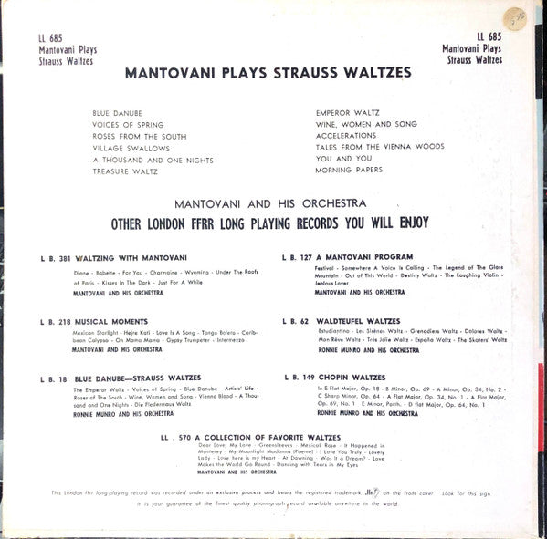 Mantovani And His Orchestra - Mantovani Plays Strauss Waltzes