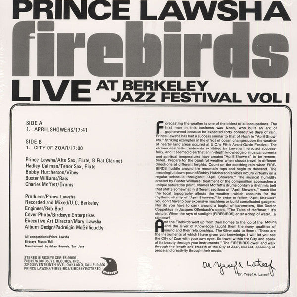 Prince Lasha - Firebirds Live At Berkeley Jazz Festival Vol I -