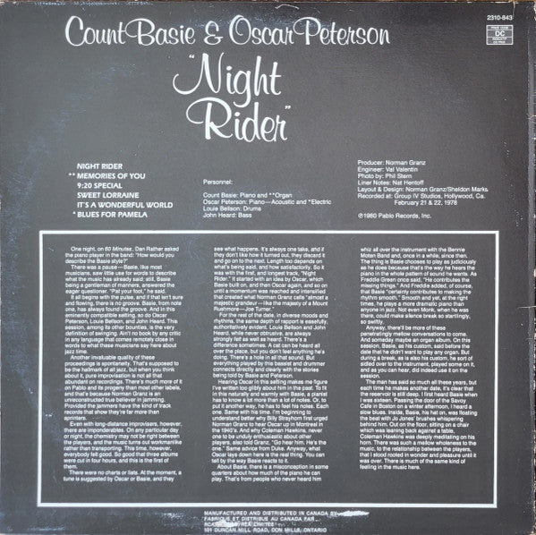 Count Basie & Oscar Peterson - Night Rider - 1980