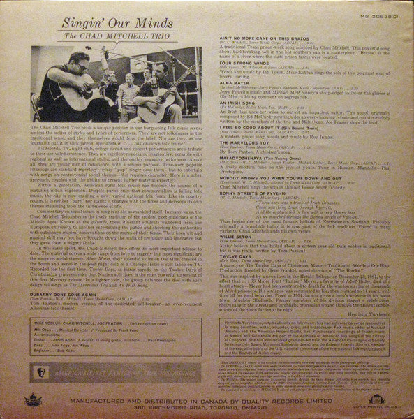 The Chad Mitchell Trio - Singin' Our Mind Vinyl Record