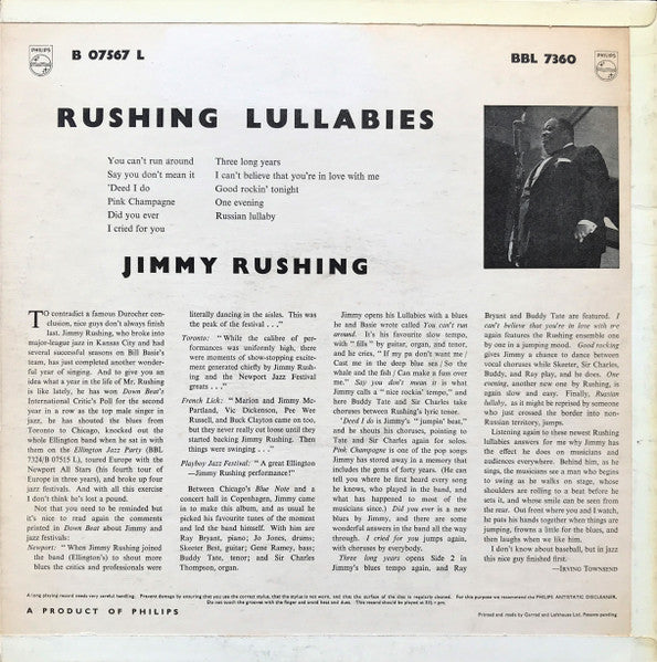 Jimmy Rushing - Rushing Lullabies Vinyl Record