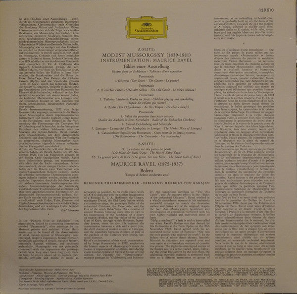 Maurice Ravel / Modest Mussorgsky - Maurice Ravel – Herbert von Karajan · Berliner Philharmoniker - Bolero / Pictures At An Exhibition -