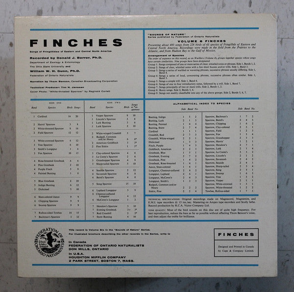Donald J. Borror, William W. H. Gunn - Finches - 1970