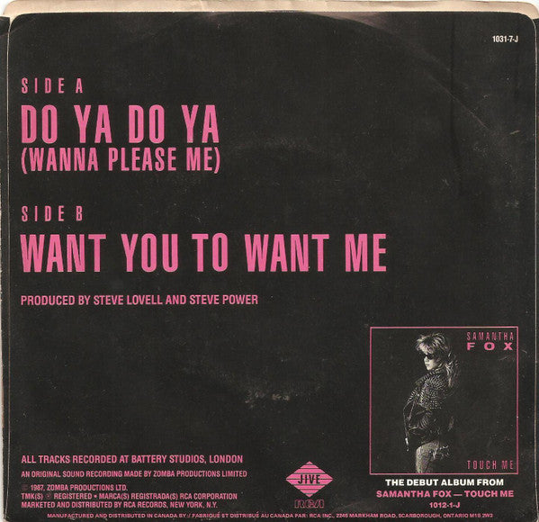 Samantha Fox - Do Ya Do Ya (Wanna Please Me)