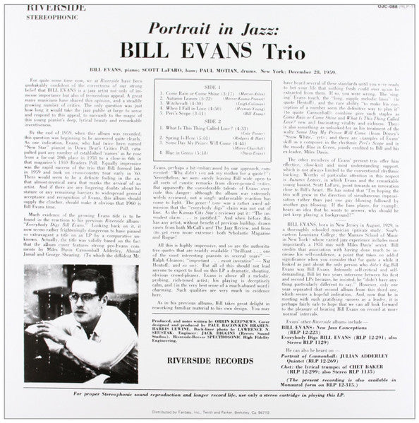 Bill Evans Trio, The - Portrait In Jazz - 2011
