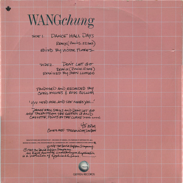 Wang Chung - Dance Hall Days - 1984