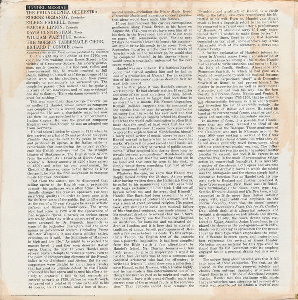 Georg Friedrich Händel, Philadelphia Orchestra, The, Eugene Ormandy / Mormon Tabernacle Choir, Richard P. Condie - Messiah - 1980