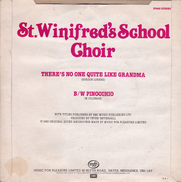 St. Winifred's School Choir - There's No One Quite Like Grandma Vinyl Record