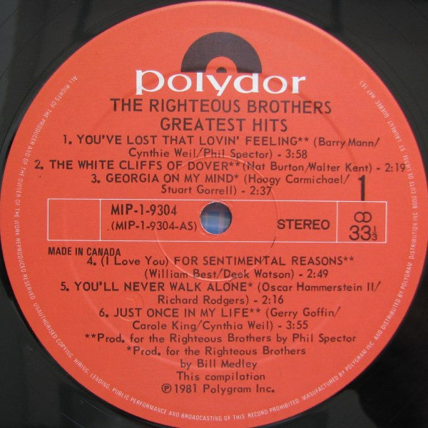 Righteous Brothers, The - Greatest Hits - 1981