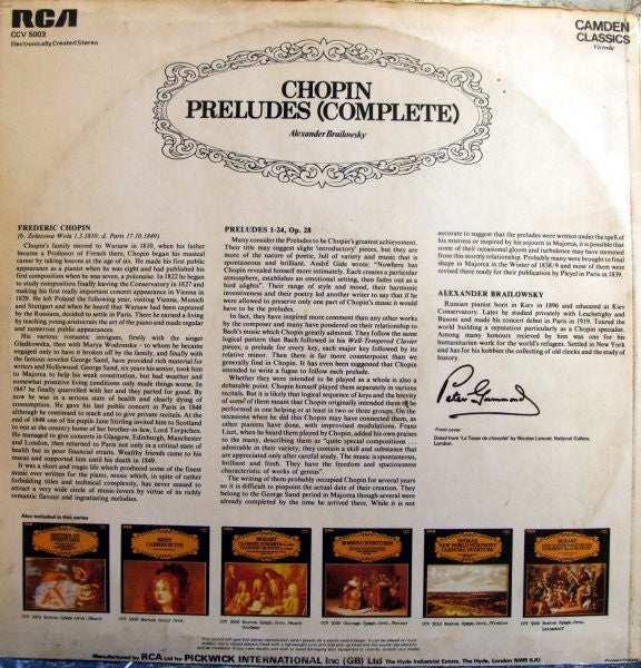 Frédéric Chopin - Alexander Brailowsky - Preludes (Complete) -