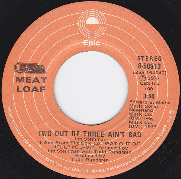 Meat Loaf - Two Out Of Three Ain't Bad - 1977