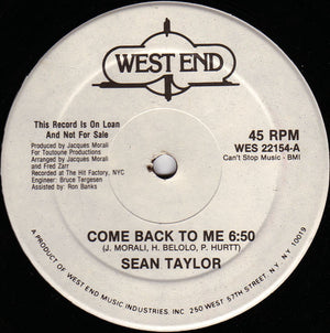 Sean Taylor - Come Back To Me - 1983