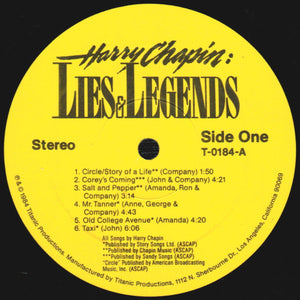 Harry Chapin - Lies & Legends (Original Cast Album) - 1984