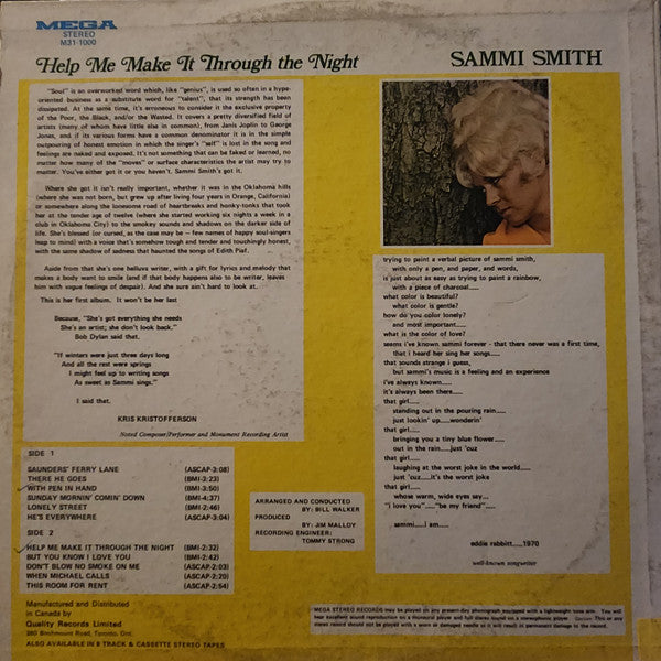 Sammi Smith - Help Me Make It Through The Night