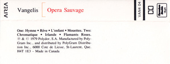 Vangelis - Opera Sauvage - 1986
