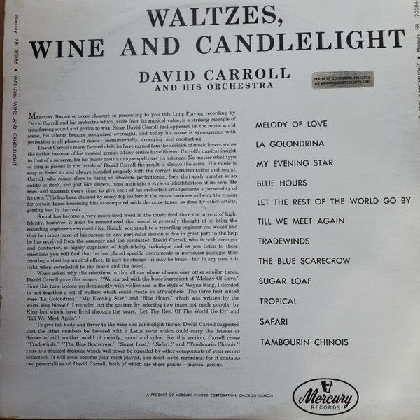 David Carroll & His Orchestra - Waltzes, Wine And Candlelight