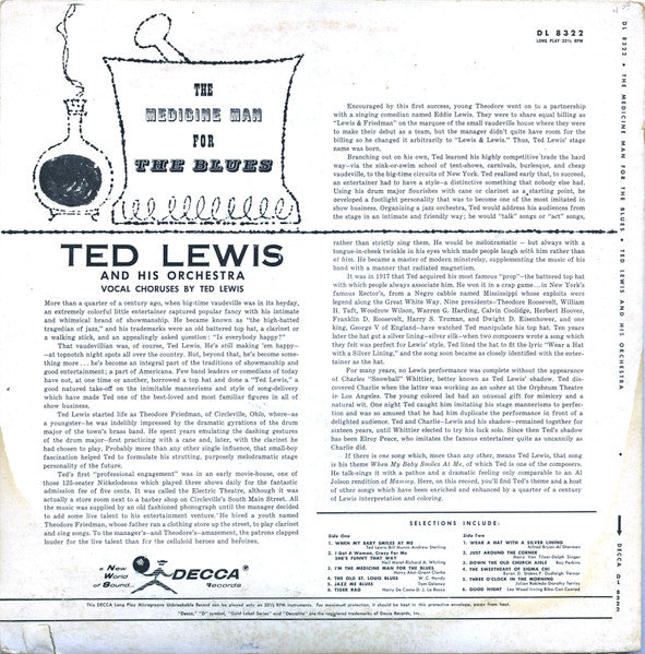 Ted Lewis And His Orchestra - The Medicine Man For The Blues - 1956